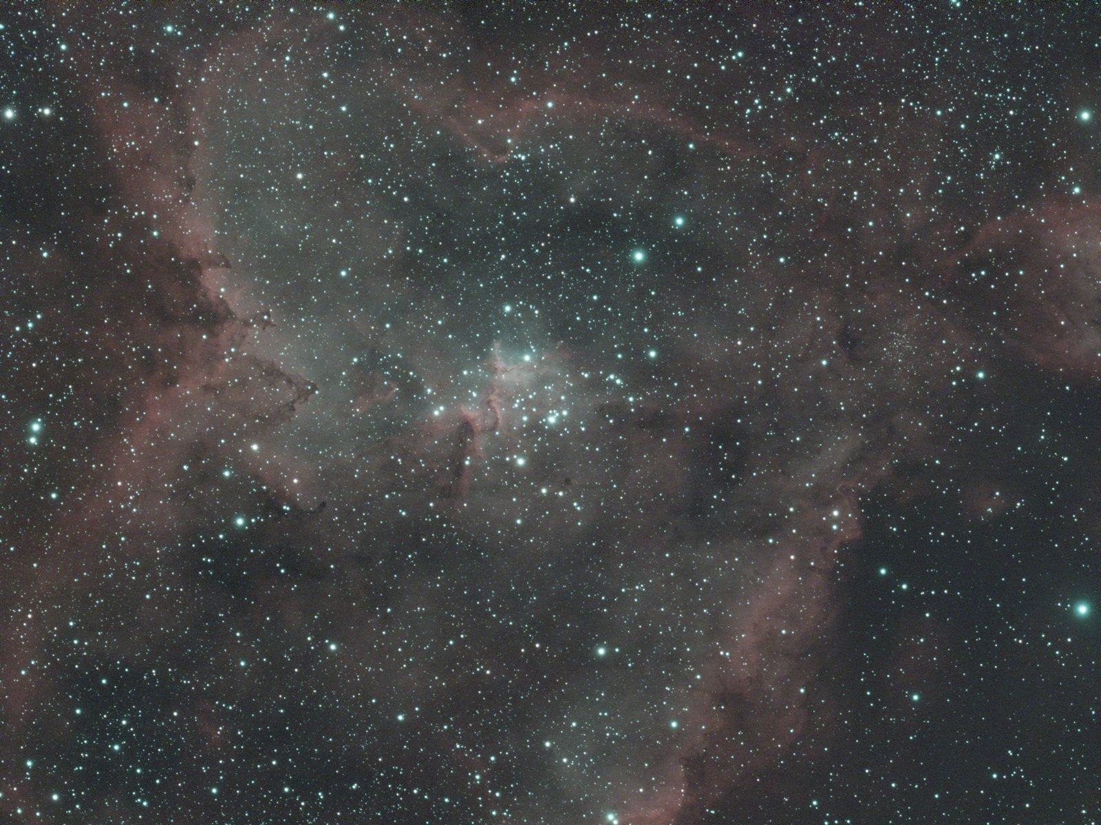 The Heart Nebula core as a plain stretch: dim red cloud