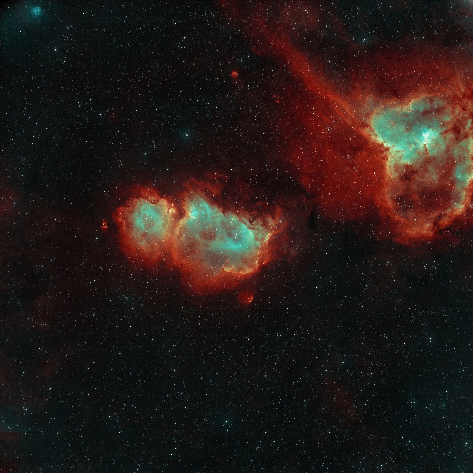 Heart and Soul, wide field (IC 1805 and IC 1848)